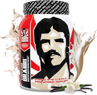 Vintage Brawn – Muscle-Building Protein Powder Isolate for Men & Women – Post-Workout & Anytime Recovery Drink – Premium Protein Isolate Sources: Egg, Milk, Beef – Vanilla Milkshake Flavor - 2.1 Lbs.