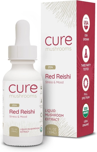 Red Reishi - Organic Mushroom Supplement Drops - Mood Boosting + Anti Stress Tincture - Anti-Inflammation - 30-60 Drops (Red Reishi)