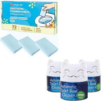 72 Toilet Cleaning Sheets + Tablet Bottle Cleaner Pack