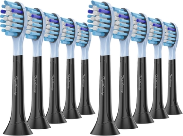 Toptheway Toothbrush Replacement Heads Compatible with Philips Sonicare ProtectiveClean 4100 5100 6100 FlexCare HealthyWhite G3 W3 G2 C2 C-3, 10 Brush Heads, Black