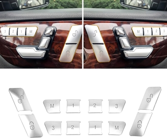 W204 Chrome Lock Unlock Button Stickers Seat Memory Door Switch Trim Cover Interior Decoration Compatible with Mercedes Benz GLK ML GL A B C E C117 GLA CLA CLS W218 X156 GLE GL GLS