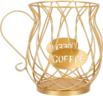 Iron Coffee Pot Coffee Storage Containers Desktop Decor Counter Decor Metal Basket Espresso Coffee Cups Coffee Holders for Retro Decor Office Wrought Iron Snack Bar Top