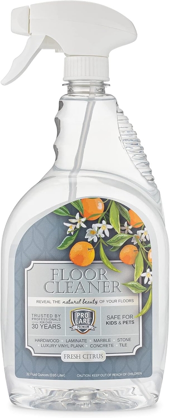 Citrus Floor Cleaner (Made in USA) | Tile, Stone, Laminate, Vinyl & Natural Wood Floor Cleaner for Mopping, Floor Cleaning Solution with Citrus Aroma - 32oz / 0.95L Spray Bottle