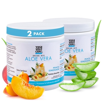 Organic Aloe Vera Drink Mix - Super Greens Powder - Energy Drink Powder - Pure Aloe Juice Infused - Organic Superfoods - Made in The USA - Peach Lemonade - 16oz (2 Pack)