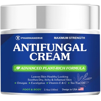 Tea Tree Oil Antifungal Cream, Natural Athletes Foot Cream Treatment, Jock Itch Cream Extra Strength for Foot & Body, Ringworm Treatment for Humans, Hydrating Anti Fungal Cream for Itchy Skin Relief