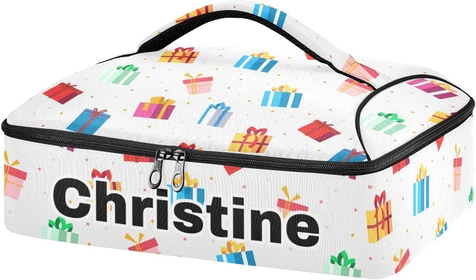 Custom Christmas Color Boxes Insulated Casserole Carrier for Hot or Cold Food Personalized Lasagna Holder Tote with Dish Storage Customized Lunch Tote Thermal for Potluck Beach Day