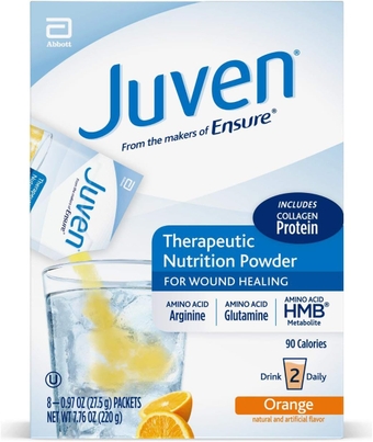 Therapeutic Nutrition Drink Mix Powder for Wound Healing Support, Includes Collagen Protein, Orange, 48 Count