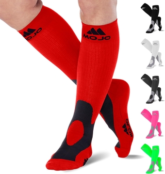 Mojo Unisex Compression Socks 20-30mmHg – Knee High Medical Support for Athletes, Nurses, Travelers, Post-Surgery & Lymphedema - Wide Calf & Plus Size Options for Pain & Swelling - 7 Colors, 10 Sizes