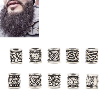 10PCS Viking Beard Beads Alloy Antique Norse Dreadlock Beads for Beard Hair DIY Bracelet Necklace Beard Beads For Men