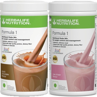 Nutrition Formula 1 Nutritional Shake Mix - (Dutch Chocolate, Rose Kheer) 500 Grams Each - Pack of 2 -  Shake -  Meal Replacement -  Protein Powder -  Weight Loss