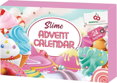 Advent Calendar 2023 - Christmas Countdown Calendars 24 Days of Surprises with DIY Fluffy Slime Kit Funny Gifts Toy for Toddler Kids Teens Girls 4 5 6 7 8 9 10 11 12 Year Old Pink