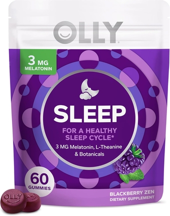 Sleep Gummy, Occasional Sleep Support, 3 mg Melatonin, L-Theanine, Chamomile, Lemon Balm, Sleep Aid, Blackberry - 60 Count