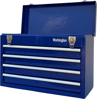Portable Metal Tool Chest with 4 Drawers, 20" 4-Drawer Tool Chest Cabinet with Ball Bearing Drawer Slides, Steel Tool Storage Box Organizer 4004 Blue