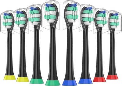 Toothbrush Heads Compatible with Sonicare Electric Toothbrush Black,8 Pack Standard Clean Replacement Brush Head Black