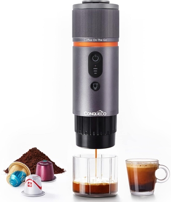 Portable Espresso Machine Travel: 12v Car Coffee Maker for Camping - Small Electric - 2.5 Mins Heating - 8 Cups Espresso for One Charge