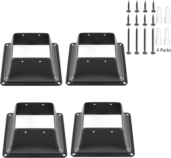 Deck Post Bracket 4x4 Inch(Internal 3.38 x 3.38 Inch) Deck Post Base 4 Pcs Powder Coated Steel Post Base Support for Deck Handrail Railing Support