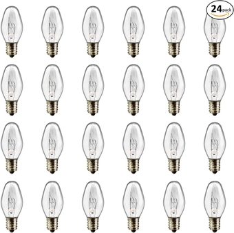 Salt Lamp Bulbs, 15 Watt Night Light Bulbs - C7 Replacement Bulbs for Scentsy Wax Warmer, Dimmable Scentsy Light Bulbs, E12 Bulbs for Household Salt Lamps, 24 Packs