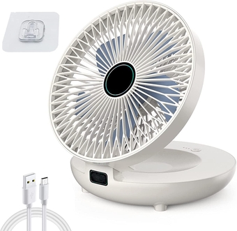 Household Dual-use Kitchen Fan - Portable Powerful Table Fan Wall-mounted Fan, 3 Speed Wind 120° Rotate Desktop Fan, Adjustment Table Fan for Kitchen Home (White (Straight Plug-Not Rechargeable))