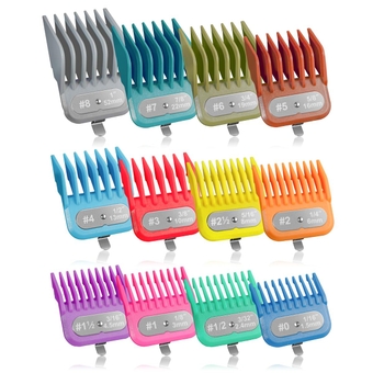 Clipper Guards Set fit for Andis Master, Oster Fast Feed, Andis AAC-1, GC, LCL, ML, PM-1, PM-2, PM-4, RCAC, RS-1, US-1, Size: #0 to #8 (Length: 1/16" to 1")