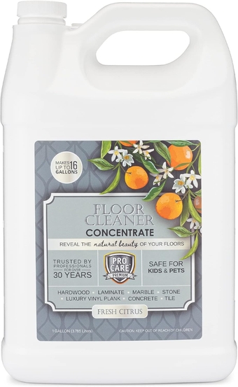 Citrus Floor Cleaner Concentrate (Made in USA) | Vinyl, Wood, Tile, Stone & Laminate Floor Cleaner For Mopping, Household Supplies, Cleaning Solution For Kitchen & Bathroom - 1 Gallon