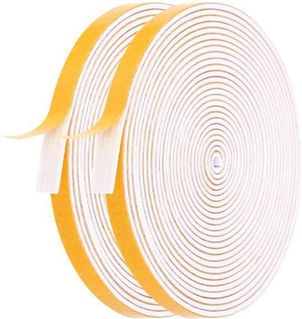 Door Weather Stripping-2 Rolls, 1/4 Inch Wide X 1/16 Inch Thick Total 26 Feet Long, Adhesive Soundproof Foam Seal Tape for Windows and Doors(13ft x 2 Rolls)