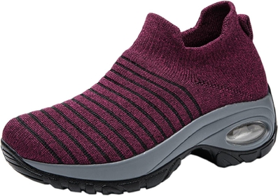 Women Ladies Mesh Breathable Wedges Sneaker Walking Round Toe Casual Shoes Shoes Shower Men (Purple, 8.5)