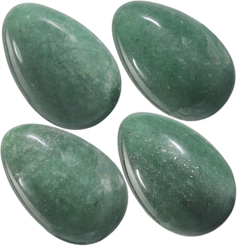 4pcs Reiki Crystal Stone Eggs Kit Polished Natural Palm Pocket Stones for Stress Removing, Green Aventurine