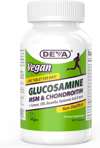 Vegan Glucosamine MSM & Chondroitin, Improved Formula, Plus Hyaluronic Acid, CMO, Turmeric Extract, Boswellia Extract & More with Non Animal Ingredients, 90 Tablets, 1-Pack