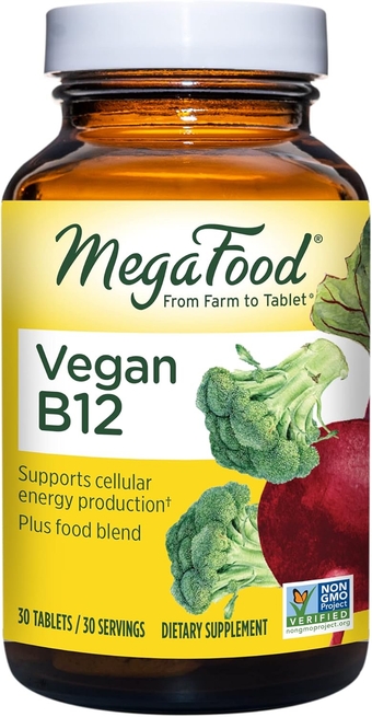 Vegan Vitamin B12 - Vitamin B Supplement with Vitamin B6, B12 Vitamins & Folic Acid - Supports Cellular Energy Production, Nervous System Health & Cardiovascular Function - 30 Tablets