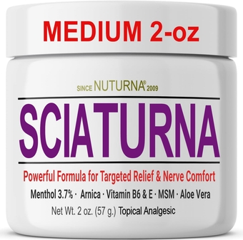 Sciatica Nerve Cream - Maximum Strength Comfort Cream for Feet, Hands, Legs, Toes, Back - Natural Ultra Strength Arnica, MSM, Menthol, Soothing Comfort, Medium 2 Oz