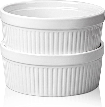 Delling Large Ramekins 32 Oz Oven Safe/Soup Bowls, 1 Quart Serving Bowls Ceramic Round for Baking, Salad, Pasta, Creme Brulee, Souffle Dish, Pot Pie