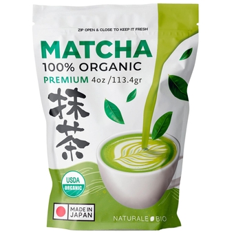 Japanese Matcha Green Tea Powder, Organic Matcha, Premium Grade, 4oz - for Drinking, Baking, Smoothies, Vegan & Vegetarian Friendly, Harvested in Japan