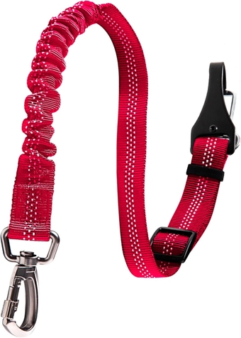 Dog Seat Belt for Car, Dog Car Harness, Adjustable Elastic Bungee Dog Seatbelt for Small Medium Large Dogs, Updated Nylon and Buckle, Reflective and Sturdy (RED)