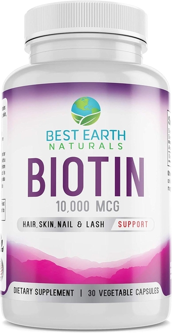 Biotin 10,000mcg - Extra Strength Biotin Vitamin Supplement to Support Hair Growth, Strong Nails, Long Eye Lashes and Healthy Skin