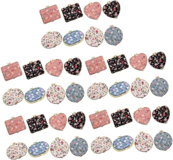 40 Pcs Pocket Mirror Compact Mirror Bulk Travel Cosmetic Mirror Floral Compact Mirror Compact Makeup Mirror Travel Size Exquisite Vintage Round Mirror Miss Glass fold Flower Mirror