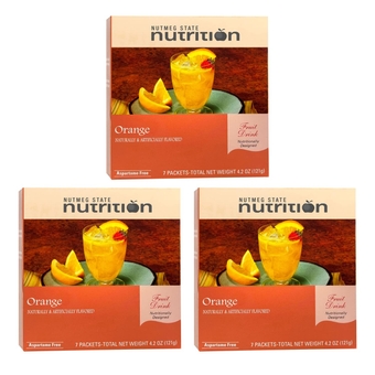 Nutmeg State Nutrition - Fruit Drink - High Protein, Low Calorie, Low Carb, Low Sugar, Fat Free, Loaded with Vitamins, 7 Servings Per Box (Orange, 3 Pack)