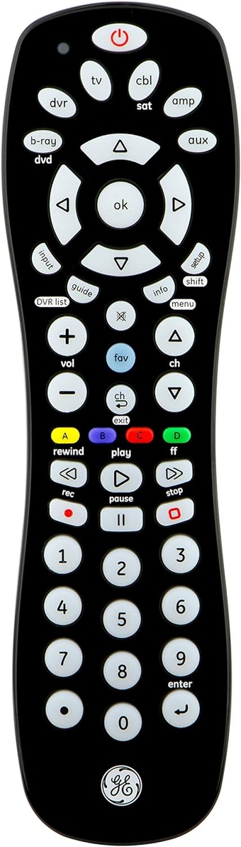 Universal Remote Control for Samsung, Vizio, Lg, Sony, Sharp, Roku, Apple TV, TCL, Panasonic, Smart TVs, Streaming Players, Blu-Ray, DVD, 6-Device, Black, 34459