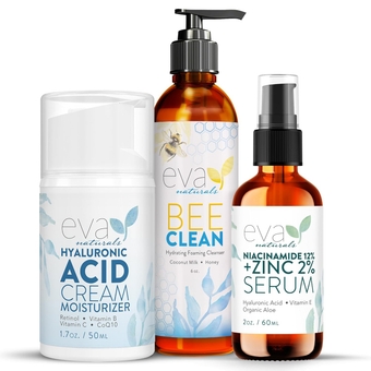 Niacinamide Serum- Hyaluronic Moisturizer- Bee Clean Cleanser Bundle