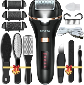 Electric Foot Callus Remover- Long Service Time, Rechargeable Electronic Foot File- Ideal Gift, Professional Pedicure Tools, Waterproof Foot Scrubber, Pedicure Kit Feet Care for Dead Skin,3 Rollers