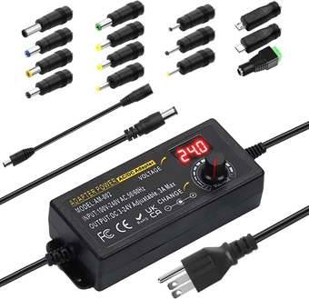 Adjustable AC/DC Power Supply 3A 72W Universal Power Adapter, DC 3V~24V, 100V-240V AC to DC Converter with 5.5x2.1mm 14 Tips Power Supplying for LED Strip Light Printer Speaker