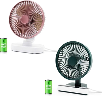 USB Desk Fan Oscillating - Small Desk Fan Battery Operated or USB Powered Fan Quiet Personal Fan 4 Speeds Desktop Fan Table Fans 6,5 Inch Portable Fan for Home Office Travel Camping
