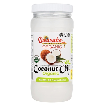 Dwaraka Organic - Extra Virgin Coconut Oil, 15 Fl Oz, Healthy, Organic, Non GMO, All Natural