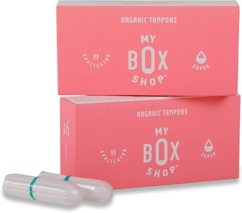 Organic Tampons - Pure Organic Cotton Tampons, No Applicator. Non-Toxic, Hypoallergenic, Natural Tampons - Super (32 Count, 2 Boxes)