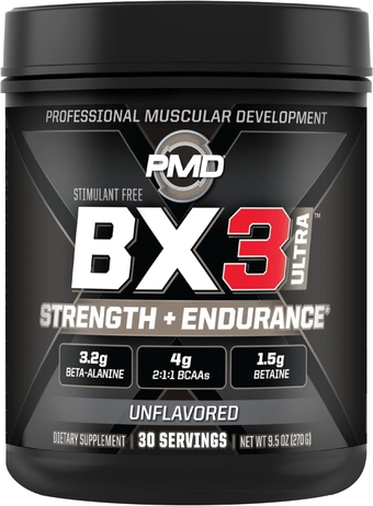 Sports BX3 Ultra Muscle-Building Powder – Beta-Alanine, BCAAs, Betaine Anhydrous – Boost Endurance and Stamina, Increase Strength, Pumps, Build Lean Mass, Enhance Recovery– Unflavored–30 Servings