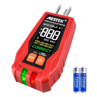 GFCI Outlet Tester Electrical Voltage Tester Receptacle Detector with Color LCD Display, Standard 3-Wire 120V AC Voltage Socket Checker Detector, Detects Common Wiring Problems for Home