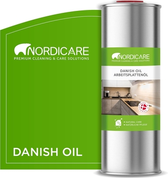 Danish Oil for Wood by  - Danish Oil Underlines The Natural Structure of The Wood (Oak, Cherry, Pine and More) - Wood Oil for Wooden Worktops - Food Safe Worktop Oil - Made in Denmark (1L)