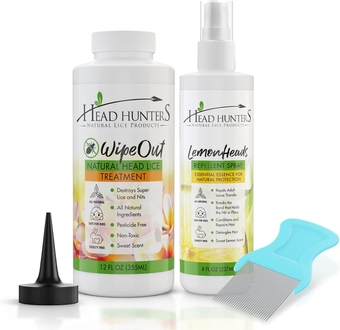 Head Hunters Basic Natural Lice Treatment Extra Strength Family Head Lice Shampoo Kit with Lice Repellent Spray & Lice Comb - Safe, Non-Toxic, Extremely Effective Hair & Head Lice Treatment Kit