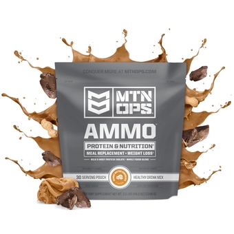 Ammo Protein Powder Meal Replacement Shake for Lean Muscle Building, 28 Servings, Peanut Butter Chocolate