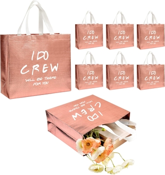 I Do Crew Bridesmaid Gift Bags 8 Pack Bachelorette Party Bag Bride Tribe Shower Bag Bridal Party Favor Team Bride Foldable Party Favor Gift Bags for Bridesmaid, Wedding, Party