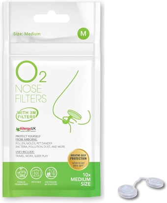 Nose Filters with 3M Filtration | Nasal Dilators for Pet Dander, Allergy Relief, Dust, Travel, Pollution and Snoring | Clear Breathable Nose Plugs | Size Medium | Pack of 10 Nostril Vents